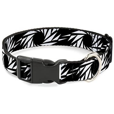 Imagem de Buckle-Down Coleira com clipe de plástico – cata-vento preto/branco – 1,27 cm de largura – serve para pescoço de 22,86 a 38,10 cm – Grande