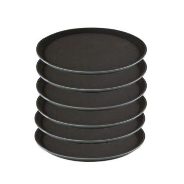 Imagem de Kit 6 Bandejas Antiderrapante Redonda Para Garçom 40 Cm - FRIGOPRO
