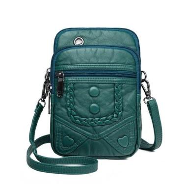 Imagem de Bolsa Pequena Quadrada em Couro Lavado - Estilo Europeu