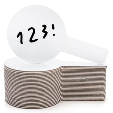 Imagem de Cididu Pacote com 30 pás de resposta apagáveis a seco, mini quadros brancos, pás manuais de dupla face, pás de leilão espessas para estudantes, placas pequenas apagáveis a seco para professores de
