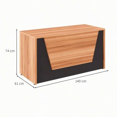 Imagem de Balcão de Atendimento Recepção Nogal Sevilha e Preto 74x140 cm