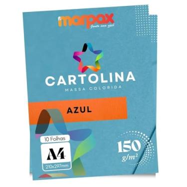 Imagem de Cartolina 150g A4 210x297mm Azul Marpax 10fls