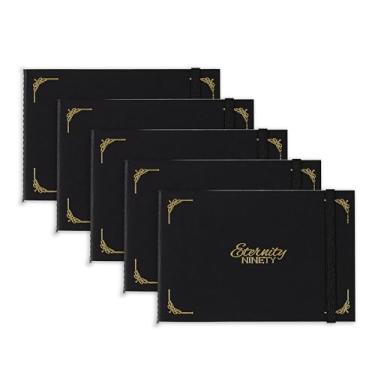 Imagem de New York Central Caderno plano Eternity Ninety - Caderno de esboço em aquarela de 21,6 x 14 cm, pacote com 5 - Livro de bolso macio preto - Caderno de desenho em aquarela com elástico, 100 folhas