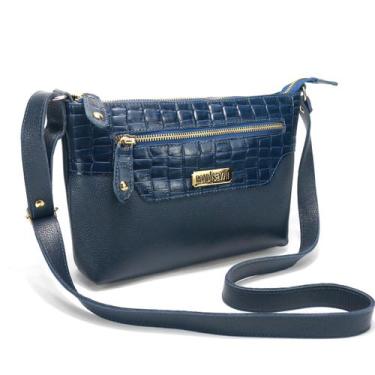 Imagem de Bolsa Feminina em Couro Legitimo Pequena Alça Transversal Metais Doura