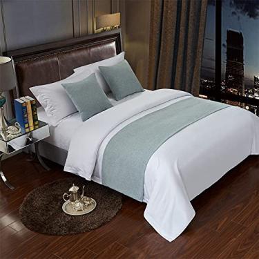 Imagem de Cachecol de corredor de cama de hotel, estilo europeu, decoração de cama, macio, confortável, proteção contra desbotamento, toalha de cama de luxo para cama de solteiro queen size - cinza | 50 x 210
