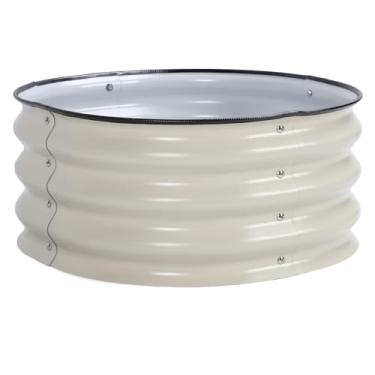 Imagem de Vasos de jardim, canteiro elevado de flores feito de aço inoxidável elegante, estável e seguro para a escola (branco marfim)