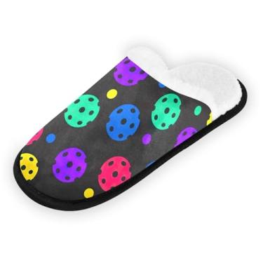 Imagem de Joisal Chinelos de Natal para uso interno, sapatos femininos antiderrapantes para viagem masculinos com bolsa de armazenamento, Bolinhas coloridas, 9-12 US Women/9-12 US Men