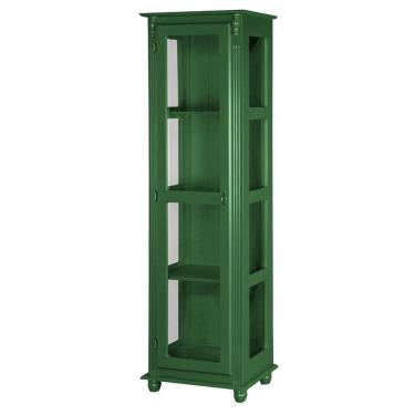 Imagem de Cristaleira Torre Lateral Com 1 Porta de Vidro e 3 Prateleiras 108 Verde Musgo