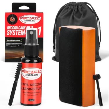Imagem de Kit de solução de limpeza de discos de vinil 5 em 1, inclui pincel de veludo macio, líquido de limpeza de vinil, limpador de caneta e escova e bolsa de transporte