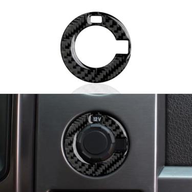 Imagem de Capa de painel de isqueiro de fibra de carbono para carro acessórios interiores para Ford F150 2009 2010 2011 2012 2013 2014 decoração