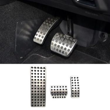 Imagem de Capa de pedal de carro compatível com A-Class B CLA GLB 2019 aço inoxidável antiderrapante pedal de freio acelerador kit de carroceria acessórios para carro (transmissão automática + área de descanso)
