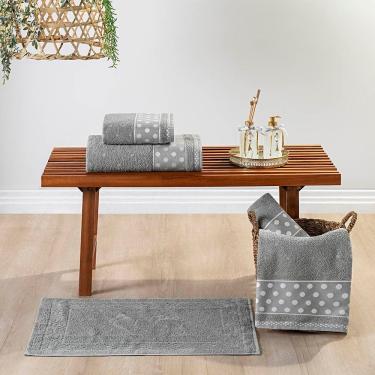 Imagem de Jogo De Banho Toalhas Celine 5 Peças 100% Algodão 450g/m² Suave - Granito Cinza