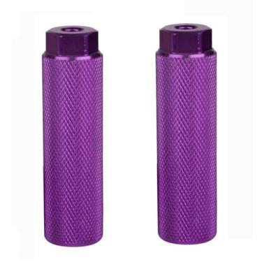 Imagem de KINSPORY 2 peças de pinos de bicicleta para eixos de 9,5 cm, pinos de bicicleta antiderrapantes de liga de alumínio BMX para bancos traseiros de mountain bike pegs de ciclismo - roxo