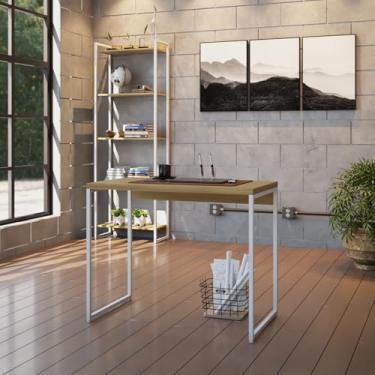 Imagem de Mesa Office 90x50x75cm Dynamica DYME590 Lâmina Mel - Est.Branca