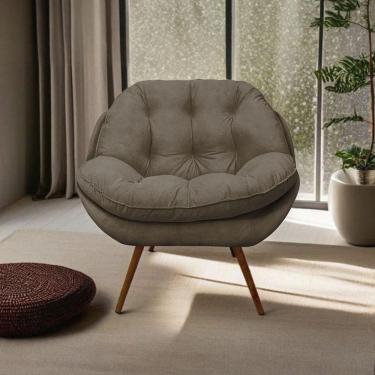 Imagem de Poltrona Cadeira Landal Poltrona Sala Com Apoio De Braço Em Fibra Siliconizada - Sentô Capuccino