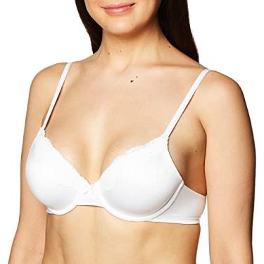 Imagem de Maidenform Sutiã feminino Comfort Devotion com cobertura total com aro, Branco/Pedra, 40D