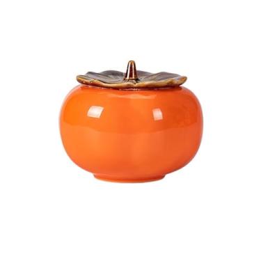 Imagem de Cinzeiro cinzeiro de cerâmica com tampa cinzeiro em forma de caqui cinzeiro decorativo de mesa para pátio exterior jardins decoração de casa interior frasco multifuncional cinzeiros (pequeno)
