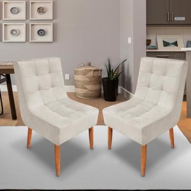 Imagem de Conjunto com 2 Cadeiras de Jantar Suede Premium com Pés Palito – Elegância e Conforto para Sala ou Cozinha (Bege)
