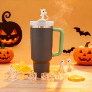 Imagem de 4 peças de capas de palha fantasma, topo Ghost Gtraw, compatível com Stanley Cup 30 1,134 g, acessórios engraçados para copos 3,3 x 3,8 x 1,5 cm