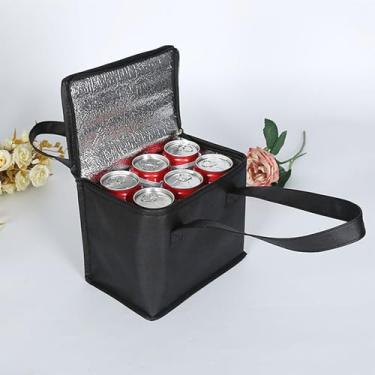 Imagem de Bolsa térmica portátil térmica para bebidas e almoços, bolsa leve de alumínio para armazenamento de alimentos para uso ao ar livre e no escritório