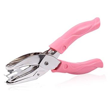 Imagem de Perfurador de papel em forma de círculo médio com pega rosa suave, ferramentas de mão única, perfurador para artesanato de artes faça você mesmo, 15 cm