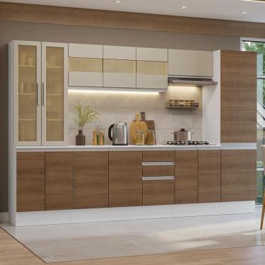 Imagem de Armário De Cozinha Completa 100% Mdf 290 Cm Smart Madesa 01 Branco/rustic/crema