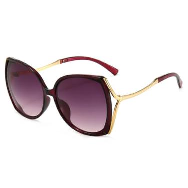 Imagem de Óculos de sol gatinho de armação grande e luxuosos para idosos, femininos e masculinos, para viagens ao ar livre, com proteção solar UV400 (roxo)