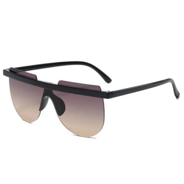 Imagem de Óculos de sol ovais da moda, óculos escuros sem armação, estilo punk, para dirigir ao ar livre, UV400 (preto, cinza, chá)