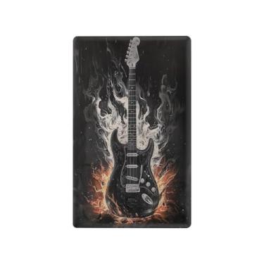 Imagem de Blueangle Placa de parede decoradora de capa em branco, tamanho padrão, capa de interruptor de guitarra elétrica preta de 1 gangue para quarto de escritório em casa, 4,53 x 2,76 polegadas (152)