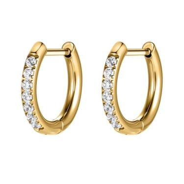 Imagem de AOEDEJ G23 Brincos de argola de titânio preto/aço cinza/dourado 18 G, pequenos brincos de argola de 8 mm/10 mm/12 mm, cartilagem para orelhas sensíveis para piercing múltiplo, cartilagem, argola