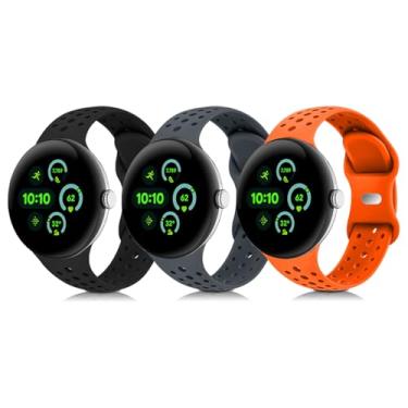 Imagem de HAYONLIY Pulseiras esportivas compatíveis com Google Pixel Watch 4/3/2/1 de 41 mm e 45 mm, pulseira respirável de silicone macio de substituição para mulheres e homens