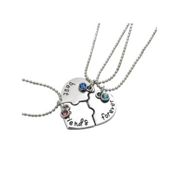 Imagem de Hiiooweiyi Best Friends Forever and Ever Colares com pingente de coração combinando com pingente de cristal de liga metálica joia da amizade, 1.77" x 1.77"(L x W), Metal Cristal Strass, Sem Pedra