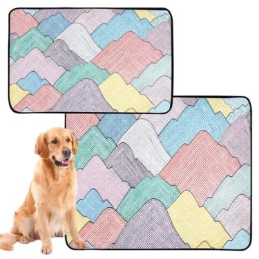 Imagem de CEBUGI Almofadas de xixi laváveis para cães, pacote com 3, almofadas impermeáveis para filhotes de cachorro, antiderrapantes, à prova de vazamento, para cama de cercadinho, padrão de montanha