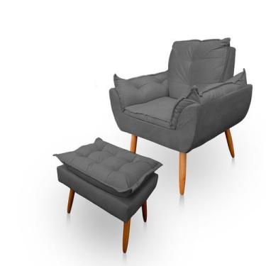 Imagem de Poltrona Opala com Puff Opala para Sala e Quarto Suede - LH Decor - Lo