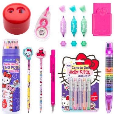 Imagem de Material Escolar Hello Kitty Lapis De Cor + 15 Itens - Leo e Leo