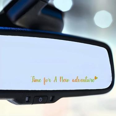 Imagem de Adesivo de espelho retrovisor 6X Time For A New Adventure, adesivo de texto para espelho de carro, impressão de transferência UV, decalque de vinil impermeável, adesivos de espelho de vaidade, adesivo