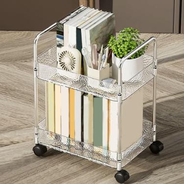 Imagem de Carrinho utilitário de rolamento de 2 a 4 camadas com rodas bloqueáveis - Organizador de armazenamento móvel de acrílico transparente para cozinha, banheiro, lavanderia e espaços pequenos, 36 cm C x