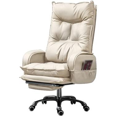 Imagem de Cadeira executiva executiva com descanso para os pés cadeira executiva com armazenamento lateral, cadeira giratória reclinável, cadeira ergonômica para escritório em casa, fácil de instalar