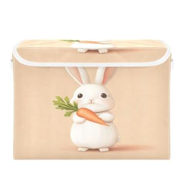 Imagem de SEHANY Cestas de armazenamento fofas de coelho de desenho animado com tampas, organizador de caixas de armazenamento de tecido para armário de roupas, cobertor de escritório, berçário, 42 x 32 x 30 cm