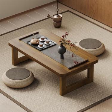 Imagem de Mesa de chá de tatame de bambu dobrável - Mesa compacta para sala de estar e varanda, ideal para sentar no chão, jantar, meditação e práticas espirituais (100 x 50 x 35 cm)