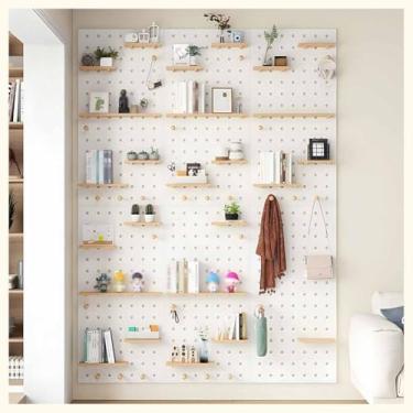 Imagem de Kit organizador de parede Pegboard - Painel de exibição ajustável de 40 x 60 cm para casa e escritório, solução versátil de armazenamento de parede, ideal para artesanato e organização