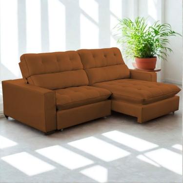 Imagem de Sofa Retrátil Reclinavel 2 Lugares 250cm Veludo Andreia Terracota