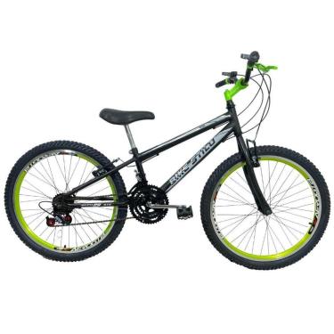 Imagem de Bicicleta Infantil Passeio Aro 24 Marcha 18v Masculina Preto/Verde Neon-Unissex