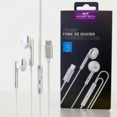 Imagem de Fone de Ouvido C/ Microfone Tipo-C Maketech Branco EPC-052BP