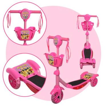 Imagem de Patinete Criança 3 Rodinhas Musical Com Luz Led Rosa - Toys 2U