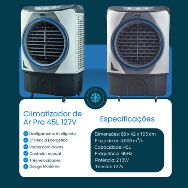 Imagem de Climatizador De Ar Kala 45L Umidifcador Portátil 4 Funções -, Cinza, 2