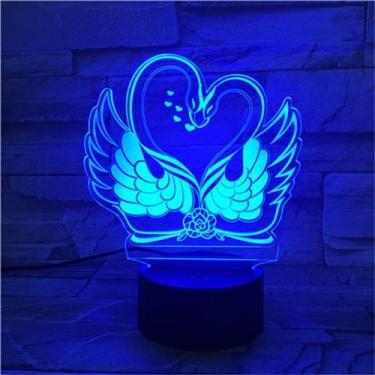 Imagem de Luz noturna LED 3D Swans que muda de cor para crianças com base - Yiwe