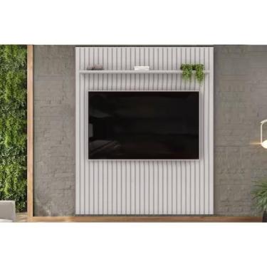 Imagem de Painel Home P/ Tv Até 65 Pol Pratic Ripado C/ 1 Prateleira 183x240cm Bali - Dj Móveis