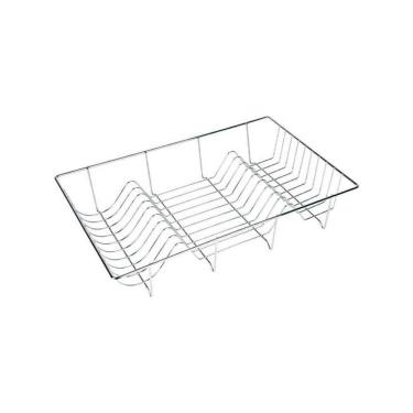 Imagem de Escorredor de Louça Ferro Aramado Cromado 18 Pratos para Bancada Prata Thika Importadora