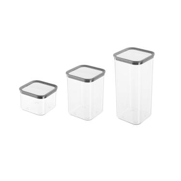 Imagem de Kit 3 Potes Hermético 500ML 1000ML 1500ML Plástico PP Livre de BPA Transparente Top Rio Comercial